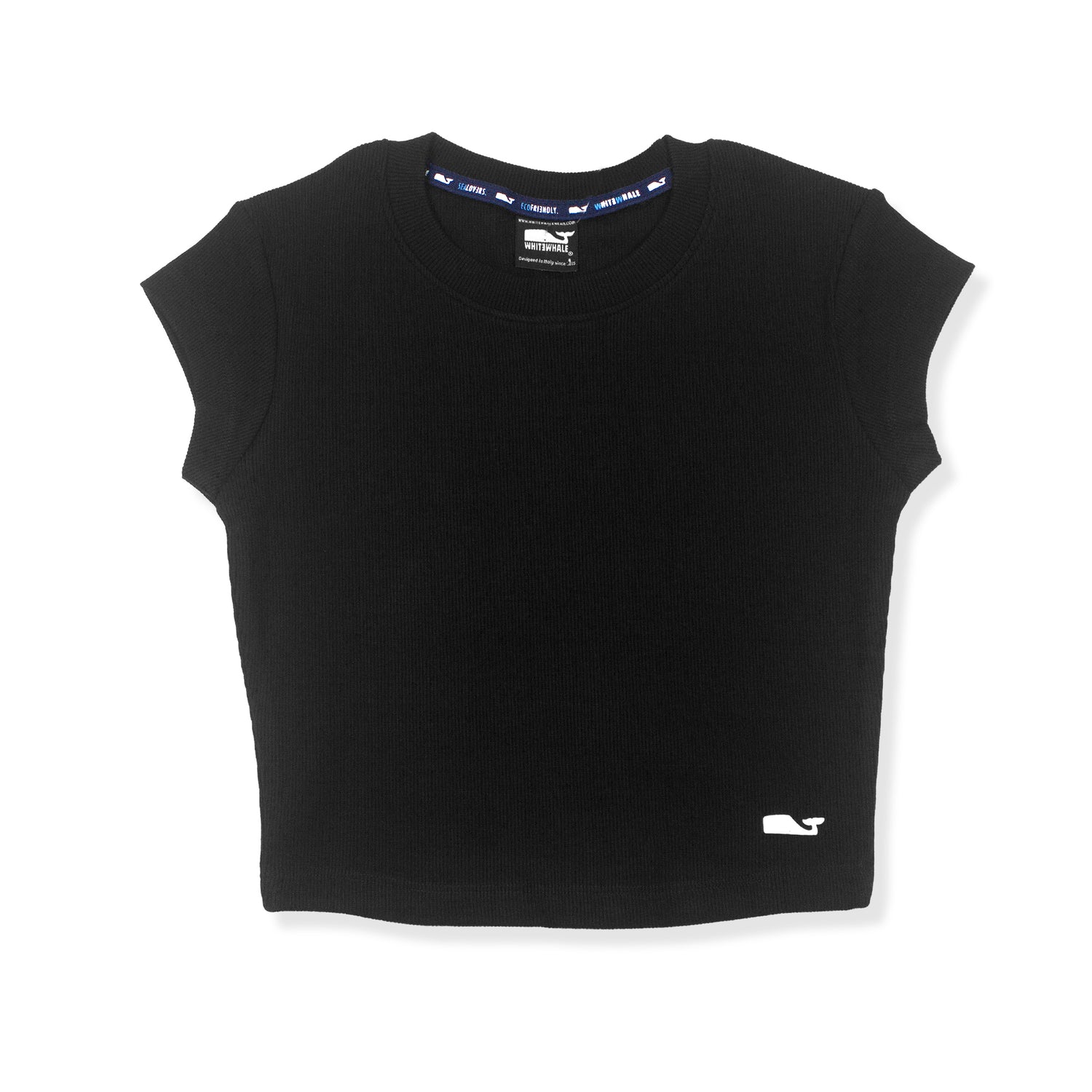 T-SHIRT  IN COTONE A COSTINE NERA - DONNA