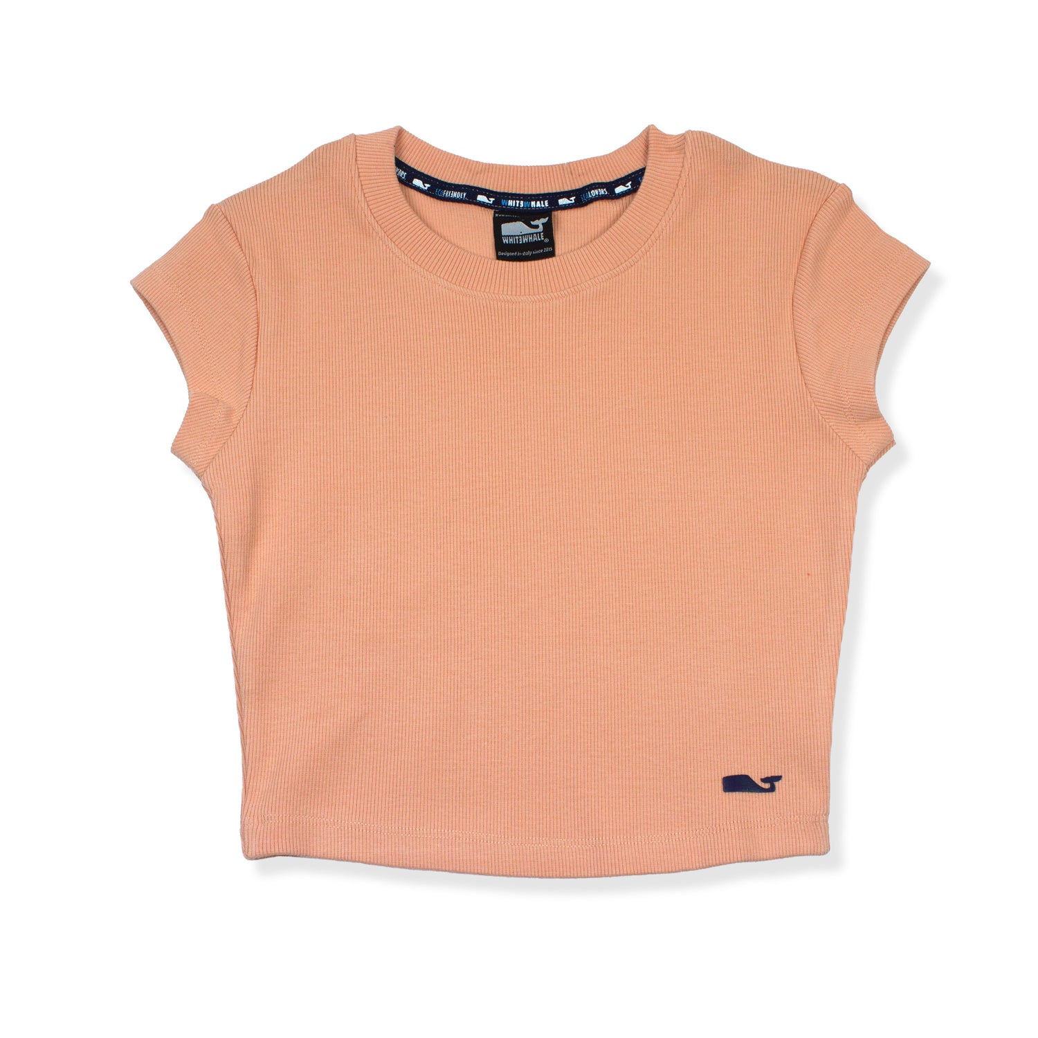 T-SHIRT  IN COTONE A COSTINE PESCA - DONNA